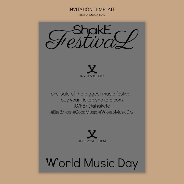 Modello di invito per la giornata mondiale della musica