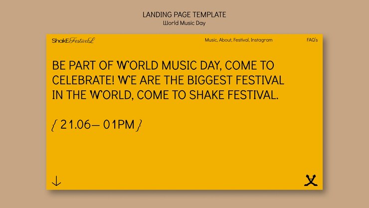 Free PSD world music day landing page template