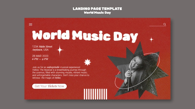 PSD gratuito modello di pagina di destinazione della giornata mondiale della musica