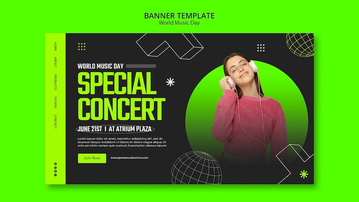 Free PSD world music day landing page template