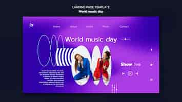 Free PSD world music day landing page template