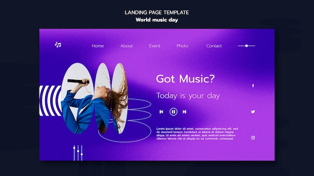 無料PSD ワールド ミュージック デーのランディング ページ テンプレート