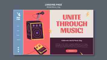 Free PSD world music day landing page template