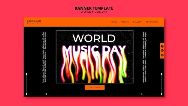 PSD gratuito modello di pagina di destinazione della giornata mondiale della musica