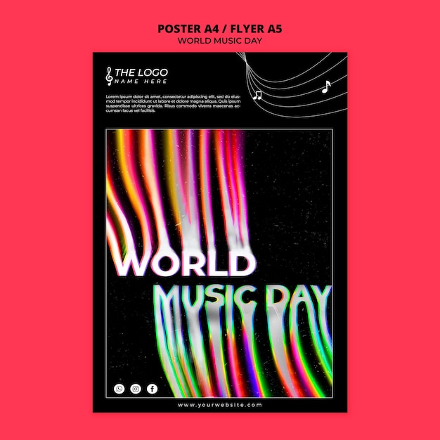 Free PSD world music day poster template