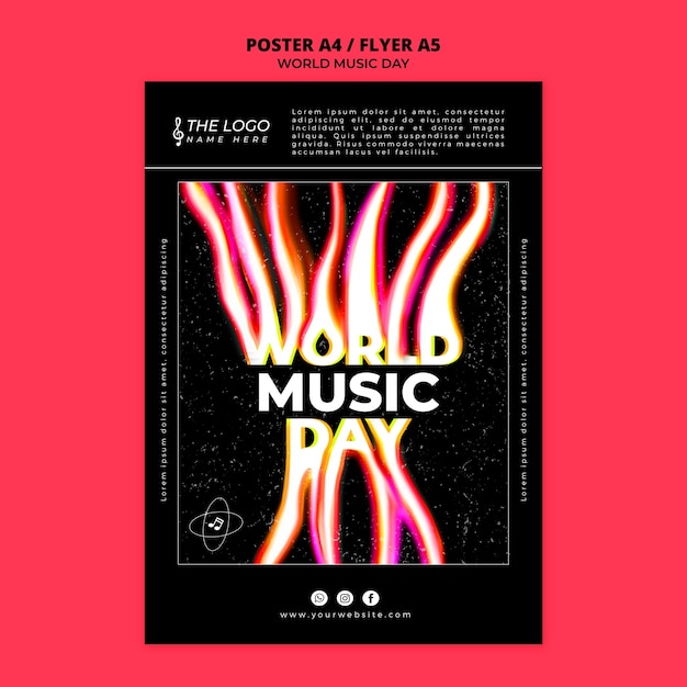 Free PSD world music day poster template