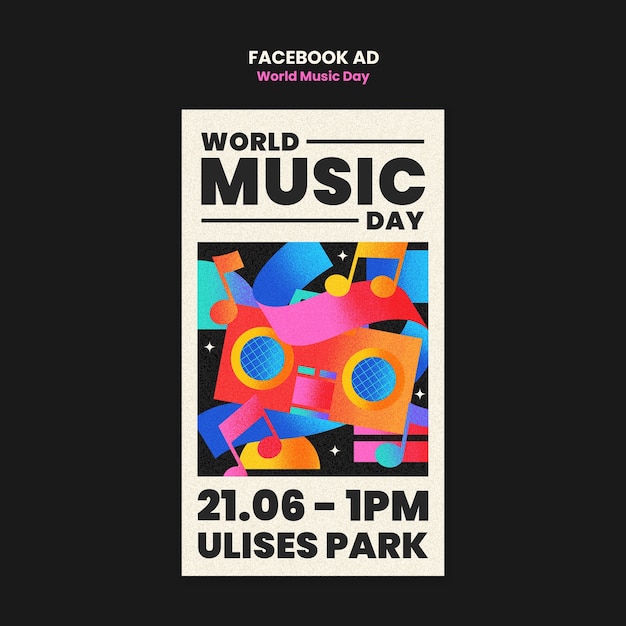 Free PSD world music day temaplte design