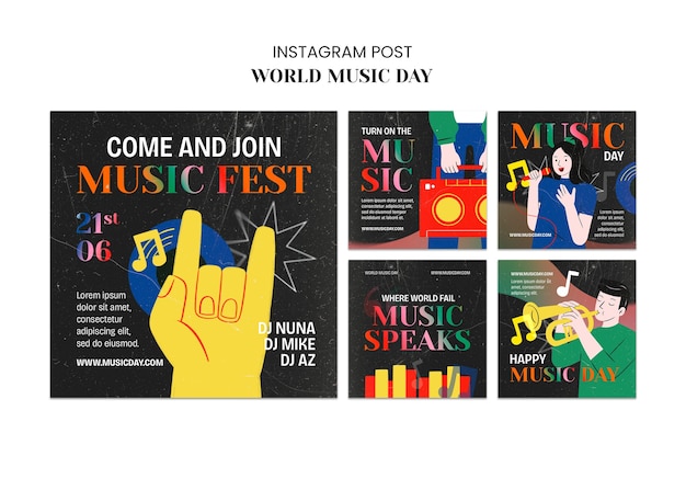 Бесплатный PSD world music day template design