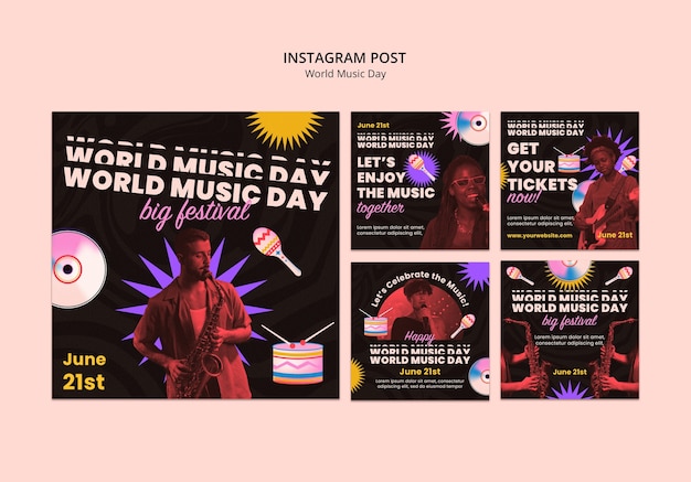 Free PSD world music day template design