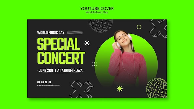 World music day youtube cover template