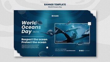 Free PSD world ocean day banner template design