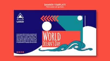 Free PSD world ocean day banner template