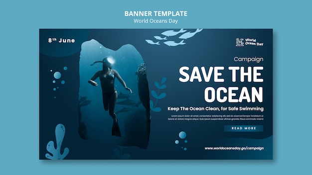 World ocean day banner template