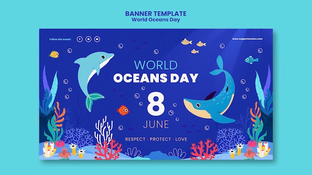 World ocean day banner template