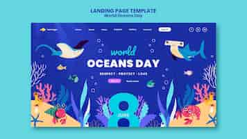 Free PSD world ocean day landing page template