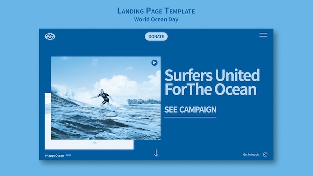 Free PSD world ocean day landing page template