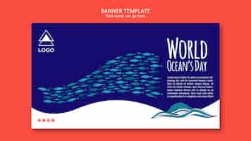 Бесплатный PSD Всемирный день океана шаблон баннер