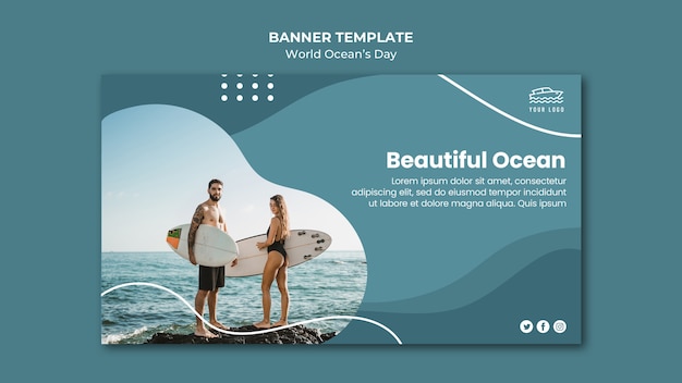 Free PSD world ocean's day banner template