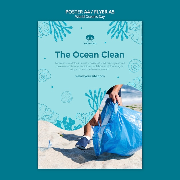 Free PSD world ocean's day flyer template