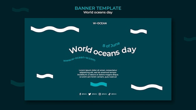 Free PSD world oceans day horizontal banner template