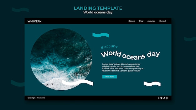 World oceans day landing page template