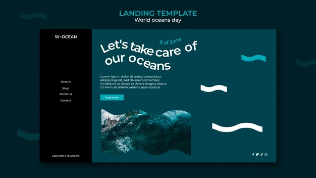 World oceans day landing page template