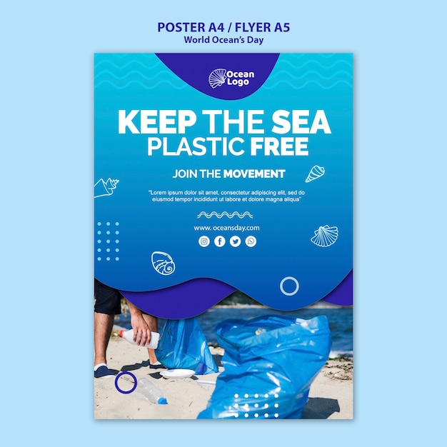 World oceans day poster template