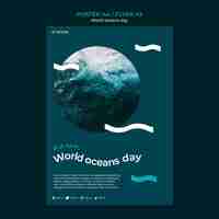 Free PSD world oceans day vertical poster template