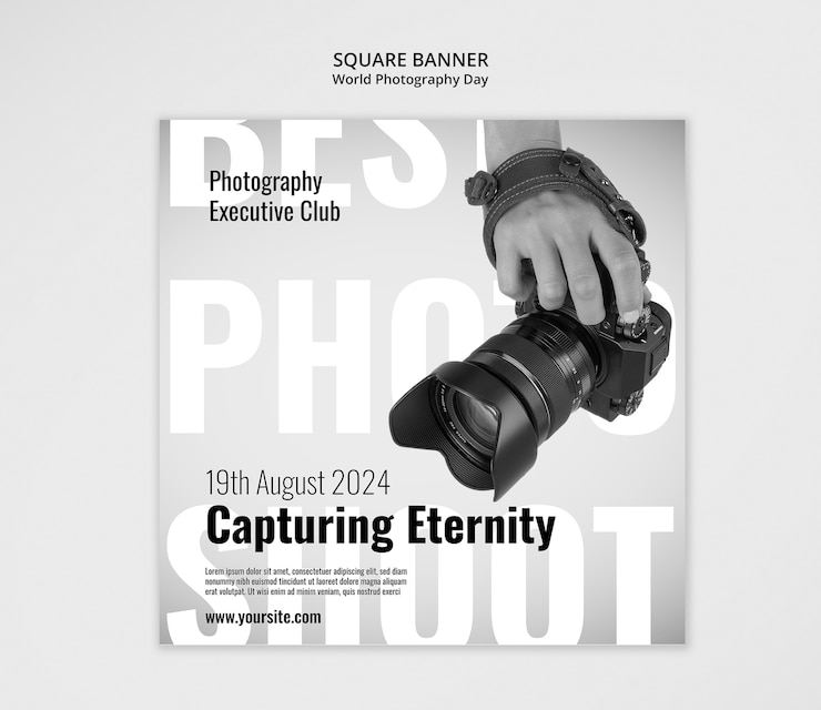 Free PSD world photography day celebration template