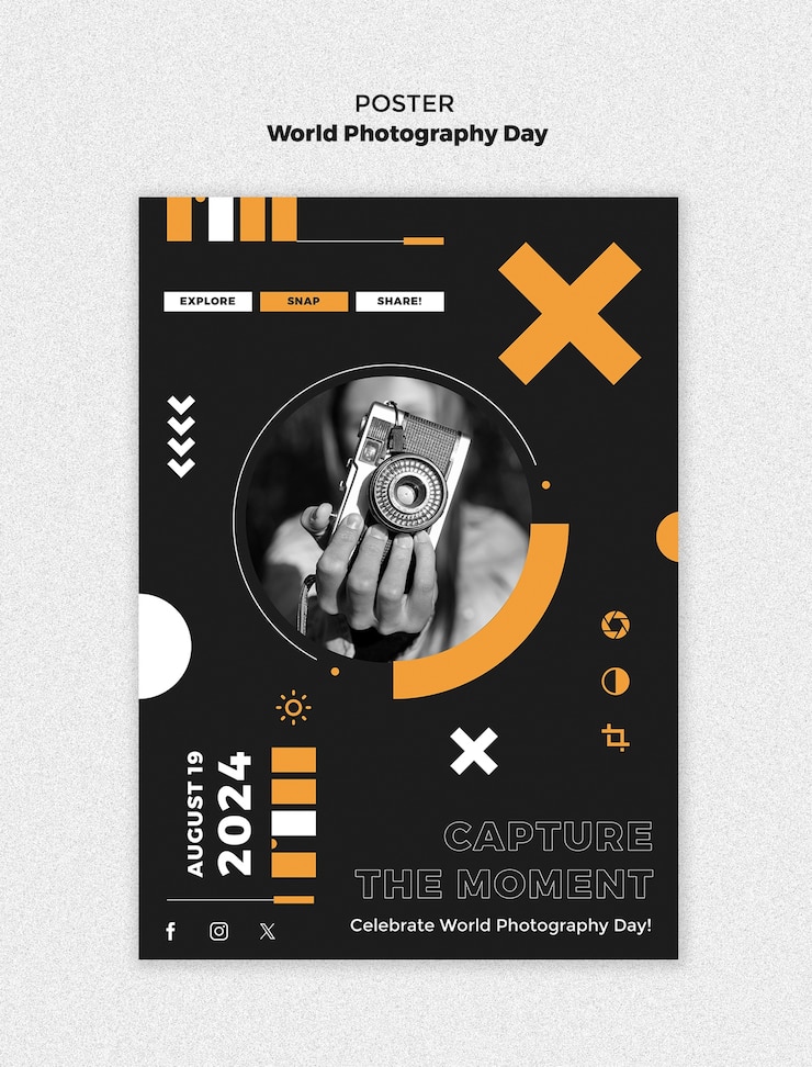 Free PSD world photography day celebration template