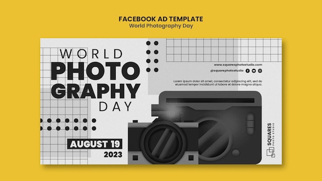 PSD gratuito modello facebook per la giornata mondiale della fotografia