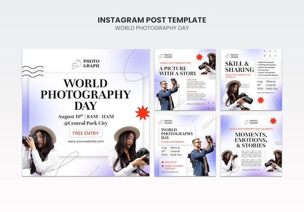 PSD gratuito post instagram per la giornata mondiale della fotografia