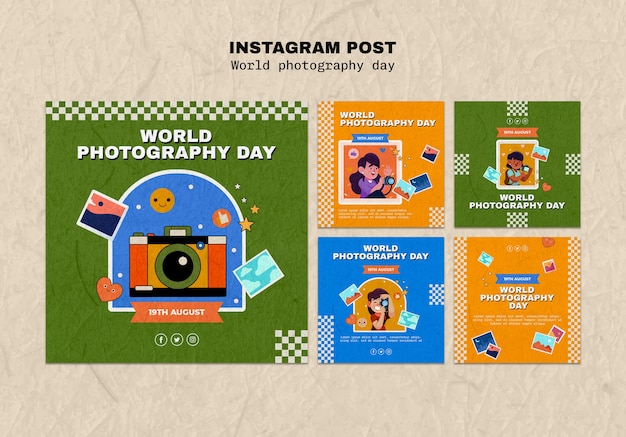 PSD gratuito post instagram per la giornata mondiale della fotografia