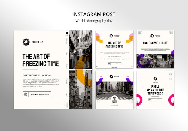 Free PSD world photography day instagram posts