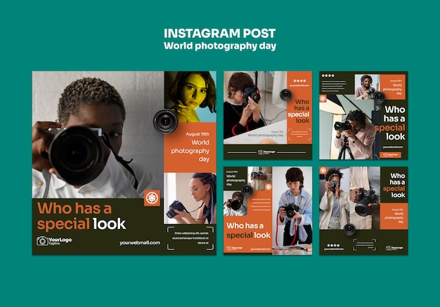 PSD gratuito post instagram per la giornata mondiale della fotografia