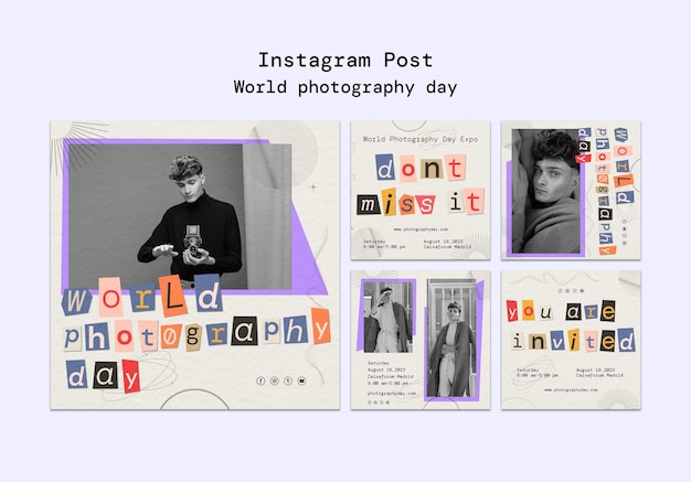 PSD gratuito post instagram per la giornata mondiale della fotografia