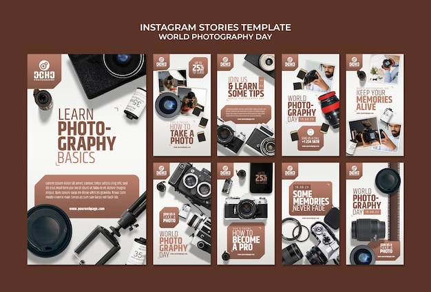 Free PSD world photography day instagram stories