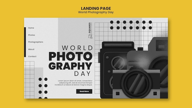 Free PSD world photography day landing page template