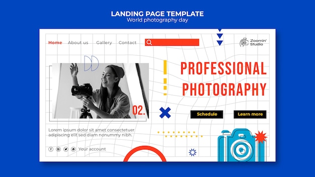 Free PSD world photography day landing page