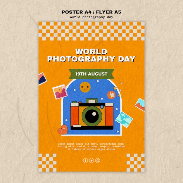 PSD gratuito modello di poster per la giornata mondiale della fotografia