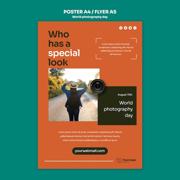 World photography day poster template