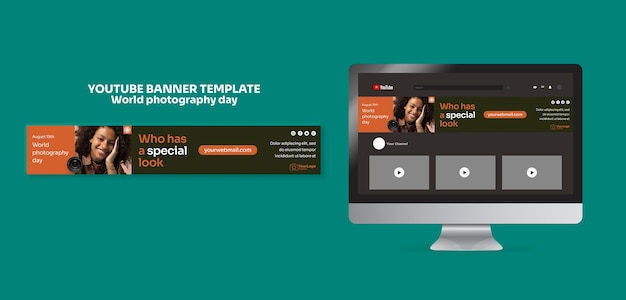 World Photography Day YouTube Banner – Free PSD Template