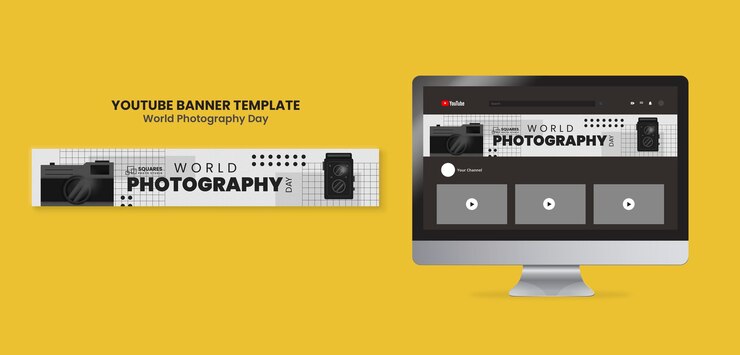 Free PSD world photography day youtube banner