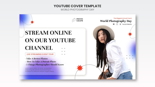 Free PSD world photography day youtube cover template