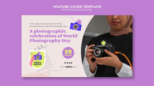 PSD gratuito copertina youtube giornata mondiale della fotografia