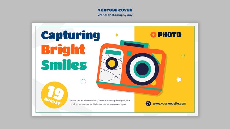 Free PSD world photography day youtube cover