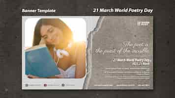 Free PSD world poetry day banner