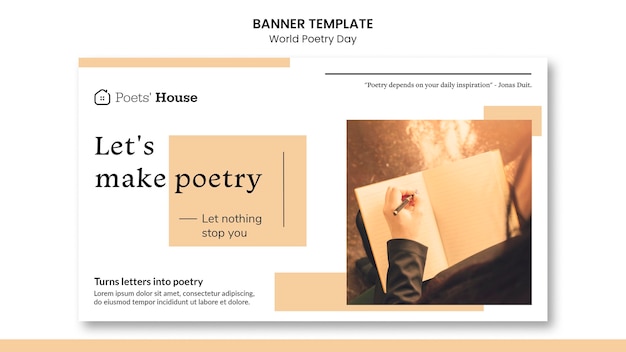 biography book layout Free PSD world poetry day banner