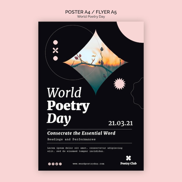 World poetry day event flyer template