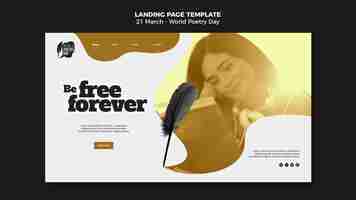 Free PSD world poetry day landing page template